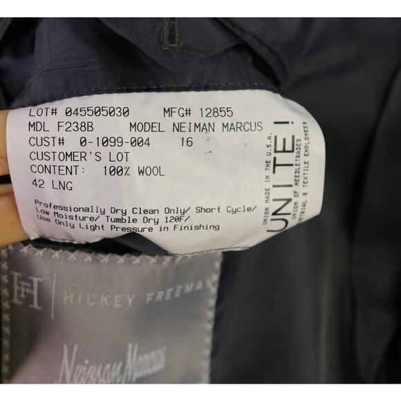 Hickey-Freeman Gray/Black Herringbone Tweed Wool 3-Btn Blazer Sportcoat 42L - Picture 10 of 10